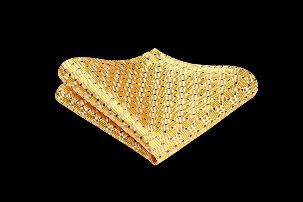 [HISDERN] Men's Business Tie, Silk, Washable, Yellow, Polka Dot Pattern, Stylish, for Weddings, Job Hunting, Entrance Ceremonies, Graduation