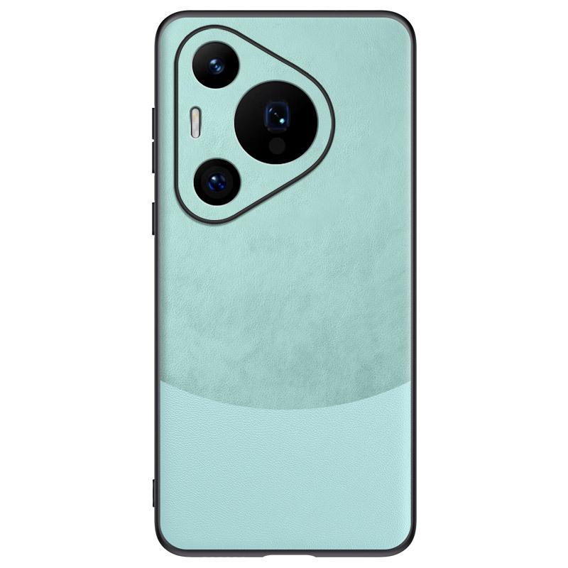 Compatible with Huawei Pura70Pro color-block vegan leather phone case, nova13Pro matte P60Pro shockproof protective case