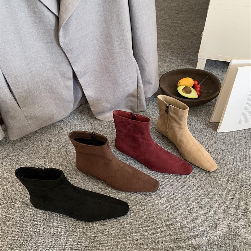 2025 Autumn and Winter New Fashion Versatile Thick Heel Suede Korean Small Ankle Boots Women's Shoes Versatile Low Heel Thin Boots