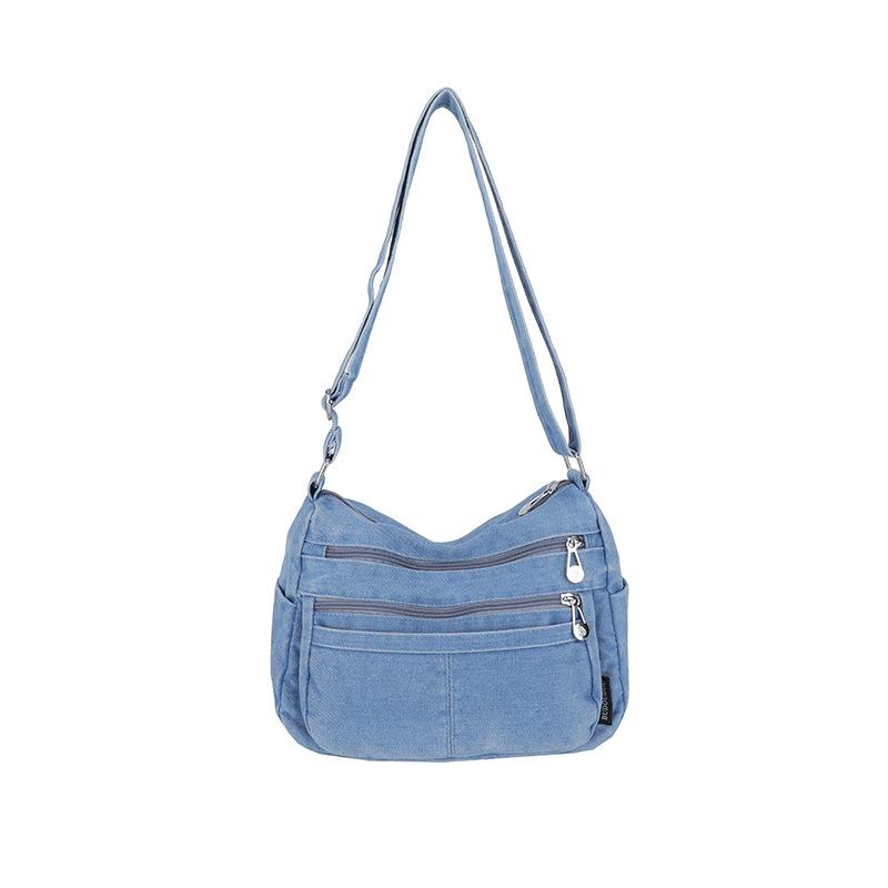 

Джинсова сумка через плече для жінок, Проста та повсякденна сумка з одним ременем для зберігання, Модна сумка-тоут світло-синій колір