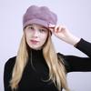 New Pattern Pure Color Cashmere Fashion Keep Warm Ma'am Peaked Cap 2018 Winter Knitting Soft Rabbit Hair Line Cap for Women Girl
