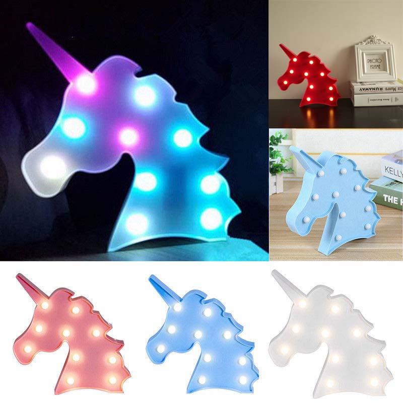 Enchanting Cute Unicorn Head Led Table Lamp Night Light Great For Kids Bedroom Decor