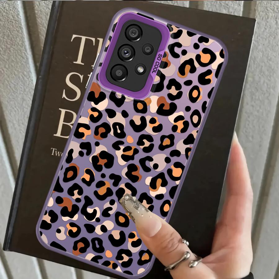 Leopard Print Logo Case for Samsung Galaxy A35 A24 A25 A26 A17 A20s A34 A12 A15 A16 A13 A14 A21s A23 A31 Phone Cover