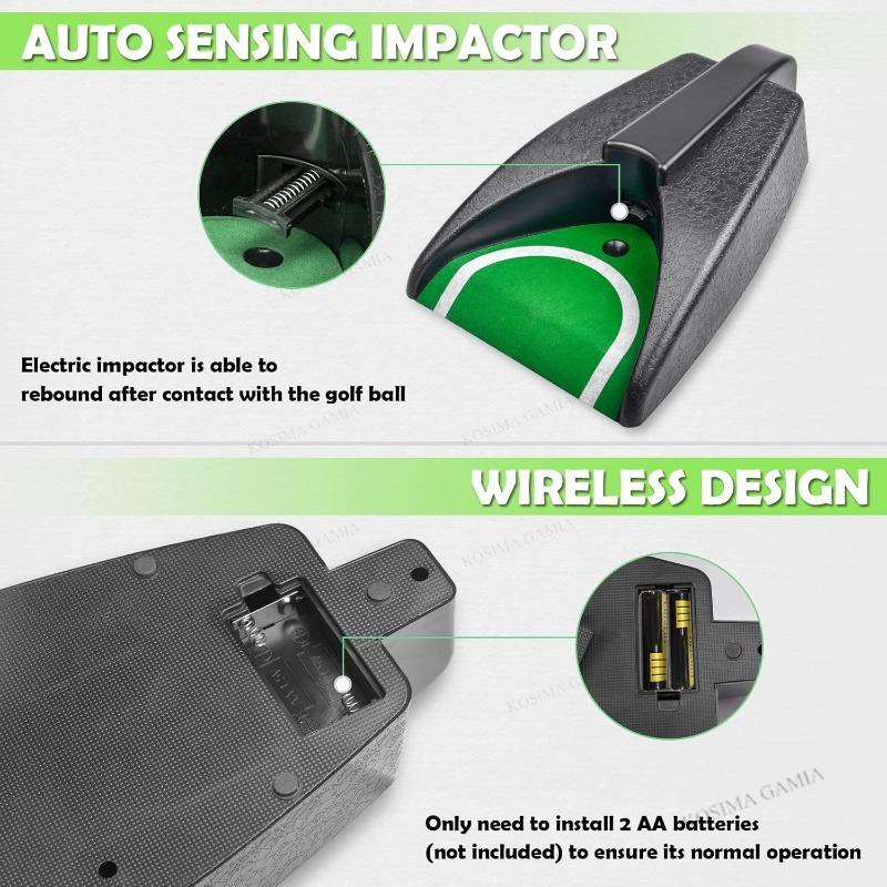 Golf Ball Auto Return System Automatic Putting Cup with Kick Back Technology Golf Training Equipment for Indoor/Outdoor