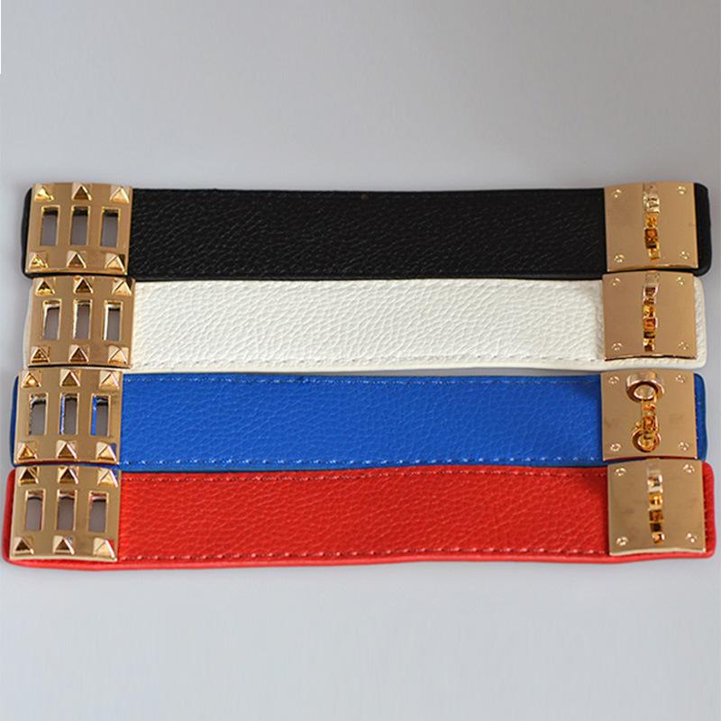 European & American Fashion PU Leather Wide Band Rotating Buckle Bracelet