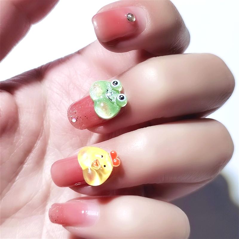 60pcs Cute Cartoon Animal Series Resin Nail Art Charms-Pouty Face Chick Bear,Pig,and Other Animal Decoration for DIY Phone Cases
