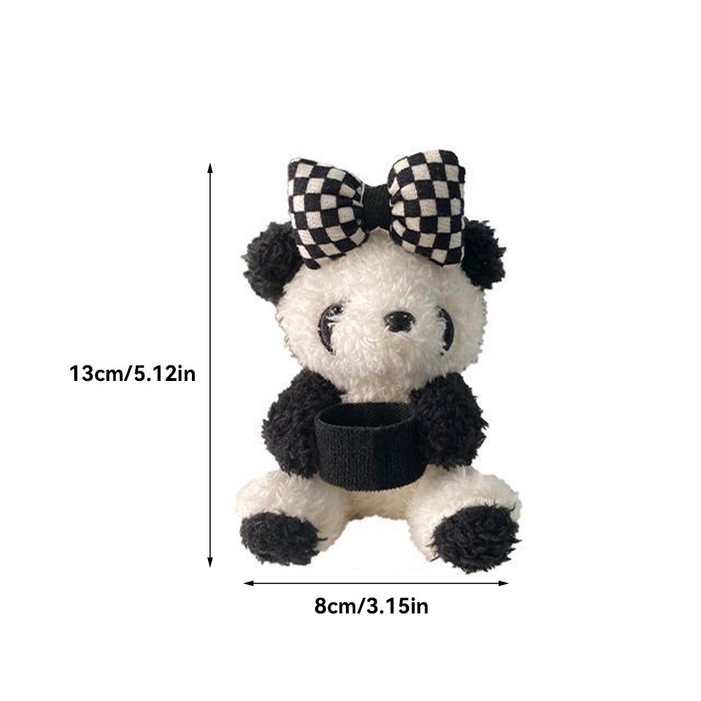 Car Cute Bowknot Panda Wiper Turn Signal Switch Ornaments Plush Decor Doll Auto Interior Accessories
