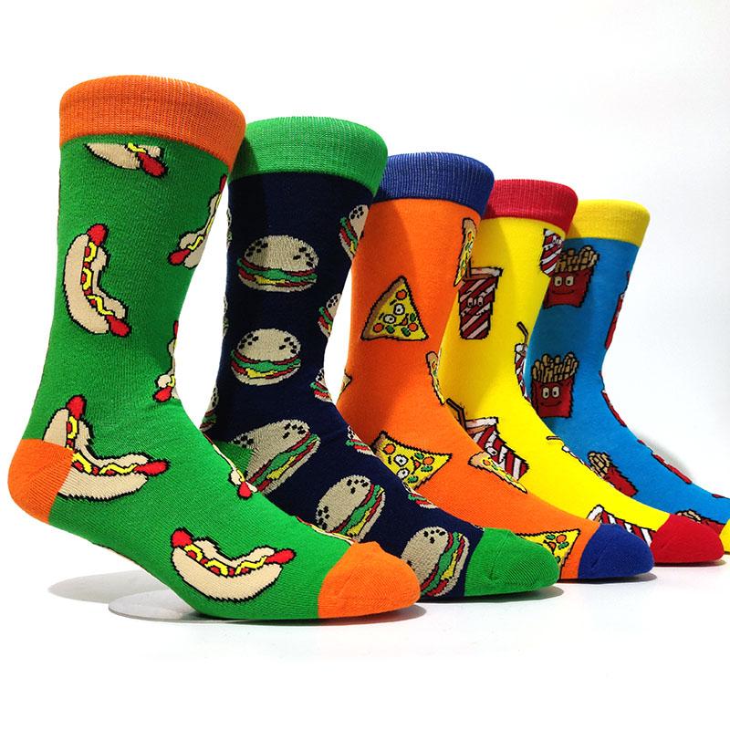 5 Pairs/Pack Men Funny Socks Casual Hip Hop Creative Cartoon Novelty Calcetines Hombre Street