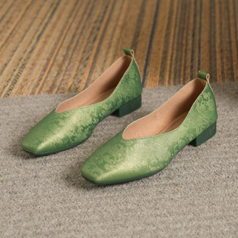 Płaskie damskie buty wiosenno-letnie nowe retro buty pojedyncze niski obcas artystyczne kwadratowy nosek proste wygodne buty codzienne
