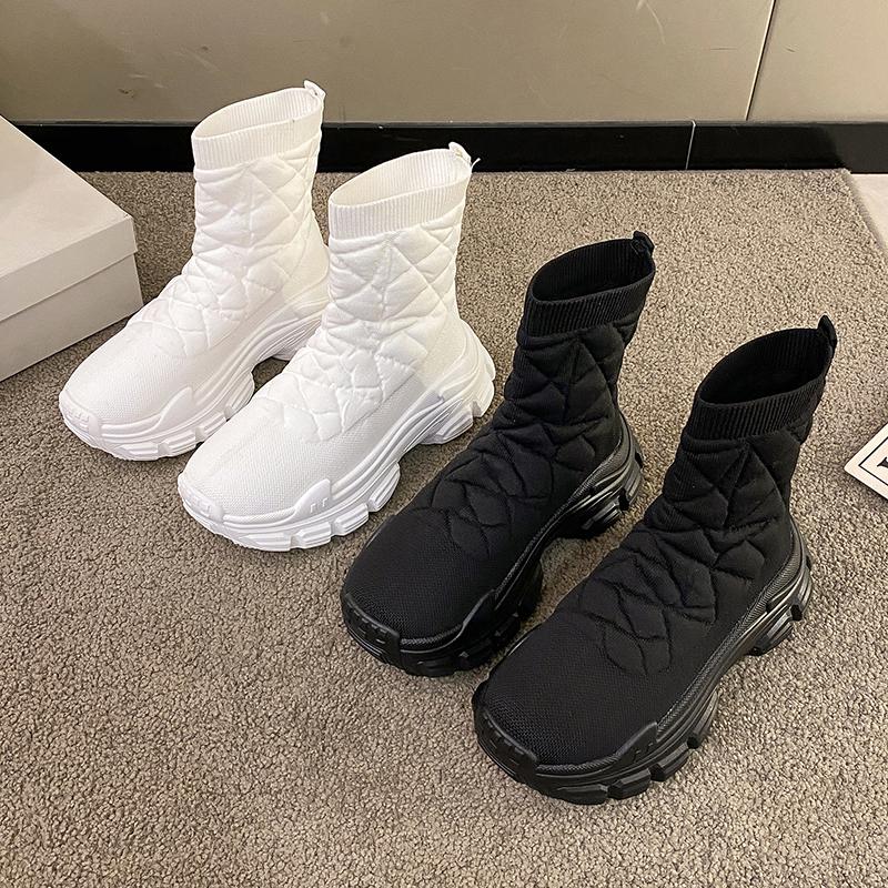 Fashion High Top Stretchy Socks Shoes Women's Socks Boots Platform Sport Knit Booties