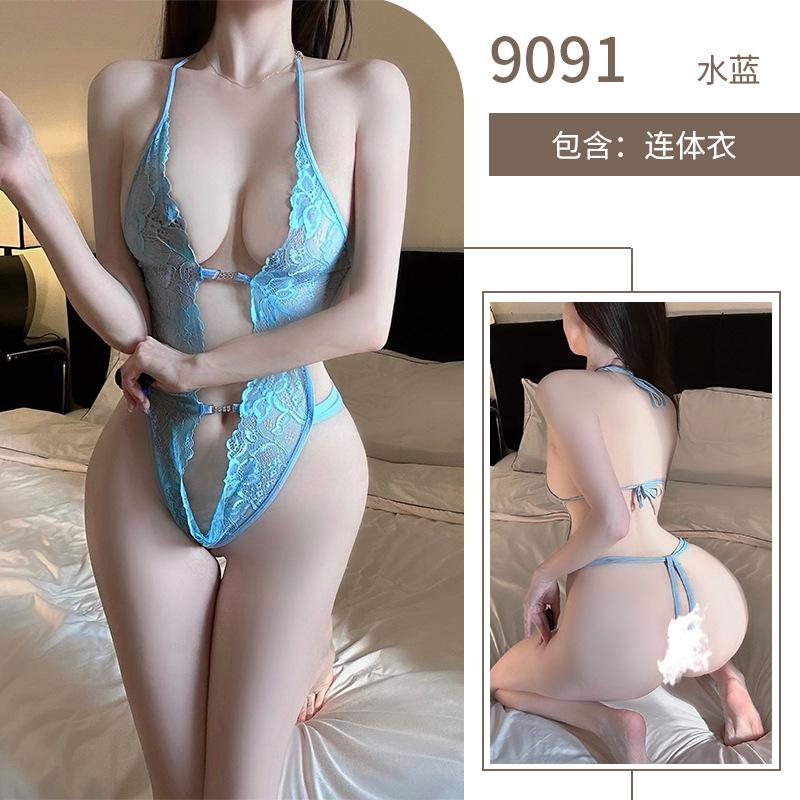Sexy lingerie sexy SM strap one-piece clothes front buckle lace sexy nightclub passion uniform