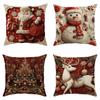 4PCS Snowman Holiday Cushion Cover Santa Claus Xmas Pillow Cover  Home Holiday Decor