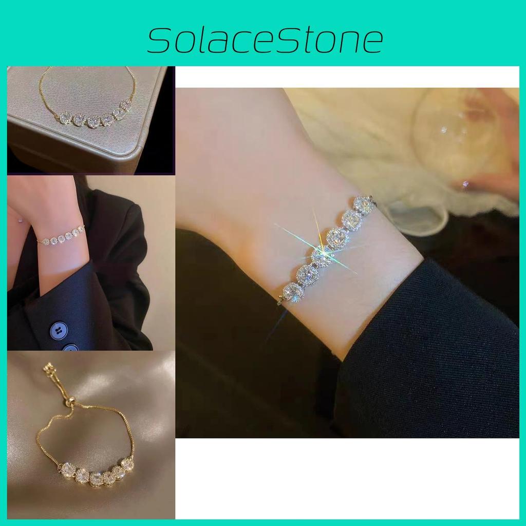 Geometric Design Modern Zircon Bracelet For Women Light Luxury Jewelry Gold