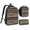 African Tribal Pattern Backpack Student BookBag School Bag Shoulder Bags 3ps Insulated Lunch Bag Pencil Case