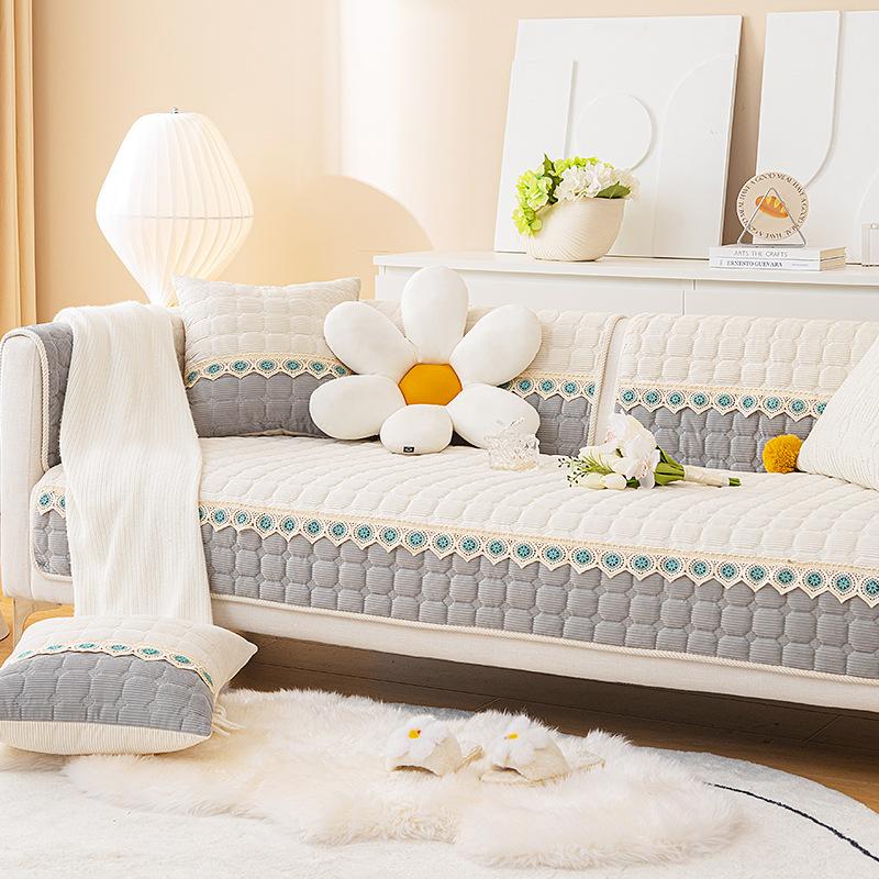New Corduroy Sofa Cushion Winter Plush Thickened Warm Non-Slip Seat Cushion Leather Sofa Cover Cover Cloth Towel
