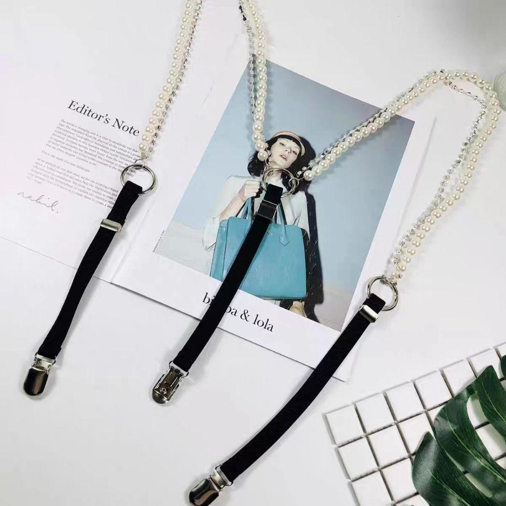 Bretelle con Perle e Strass 3 Clip Metalliche Clip a Bec de Canard Bretelle a Y Elastiche Regolabili Eleganti