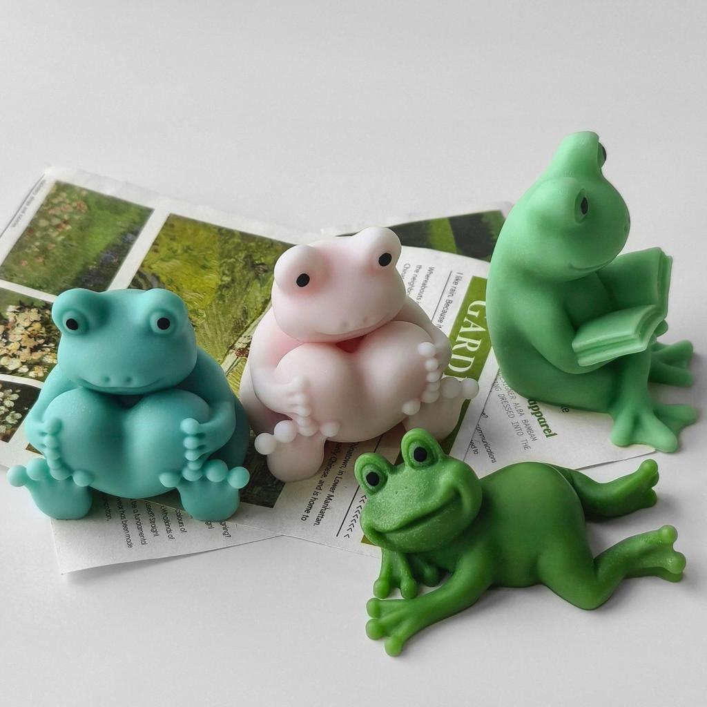 3D Frogs Silicone Mold DIY Aroma Candle Cartoon Frog Plaster Resin Ornament Molds Handmade Soap Candle Making Supplies