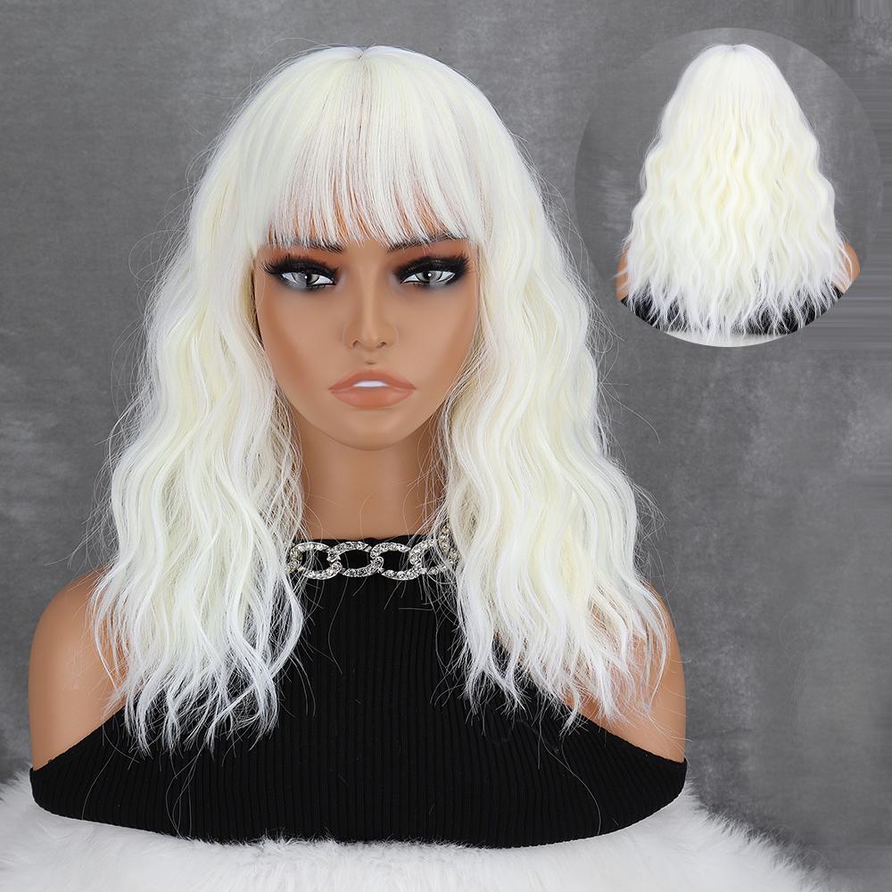 LISI HAIR Peruca longa bob sintética para mulheres, uso diário, preto e marrom, ondulado longo, com franja, fibra resistente ao calor, cabelo cosplay