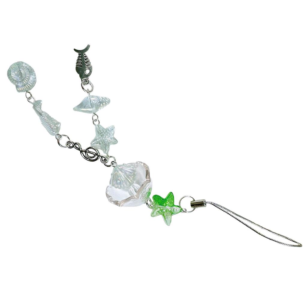 Ocean Themed Beaded Phone Charm Featuring Fish And Conch Elements Stylish Phone Lanyard For A Personalized Touch