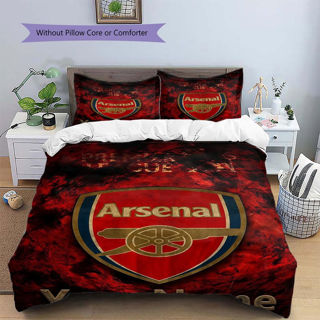 Arsenal F Custom Name Pattern Bedding,Quilt Set Quilt Cover Pillowcase Home Birthday Gift(1 * Duvet Cover + 2 * Pillowcase, Without Core)