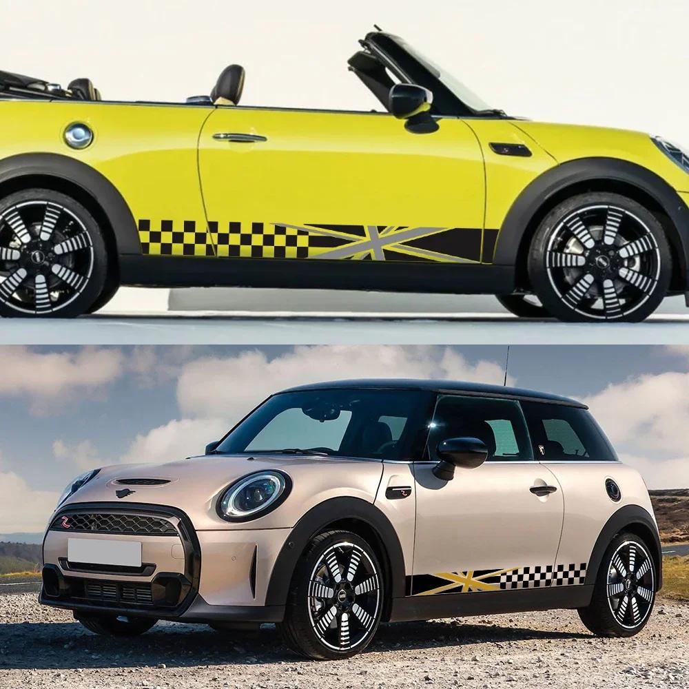 2pcs Union Jack Car Door Side Racing Stripe Decal Sticker For MINI Cooper S One JCW F55 F56 F60 R55 R56 R60 Auto Accessories