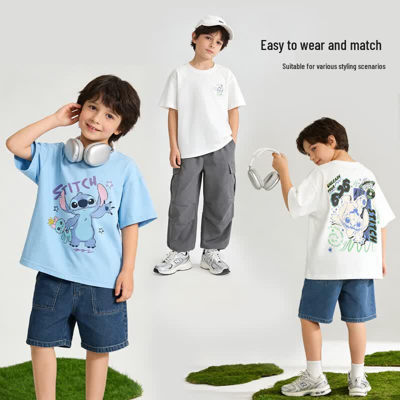 Disney Stitch Boys' Summer Cotton T-Shirt