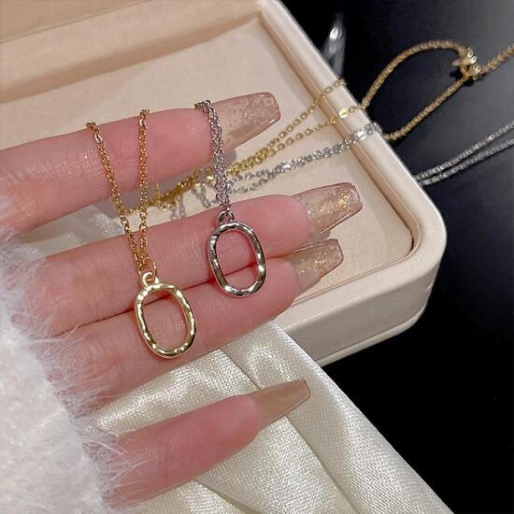 New Arrivals Open Run Simple Thin Chain Circle Charm Women Necklace Silver Gold