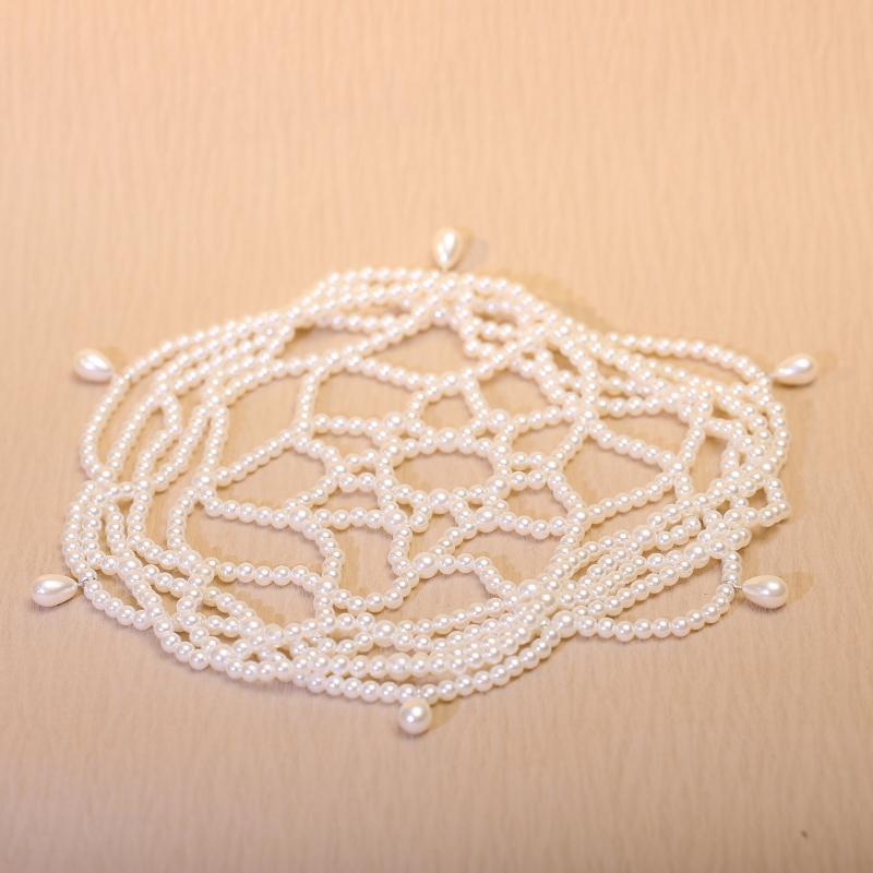 Modische Netz-Haaraccessoires Komplett Handgefertigt Perlen-Hutkette Braut-Kopfschmuck Quaste Modische Haarkette