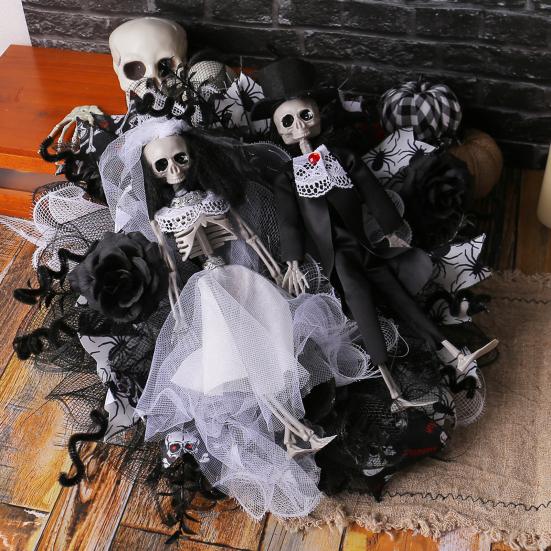 Vintage Halloween Duschvorhang | Gothic Skelett & Kürbis Design | Polyester Stoff Badvorhang Mit Haken