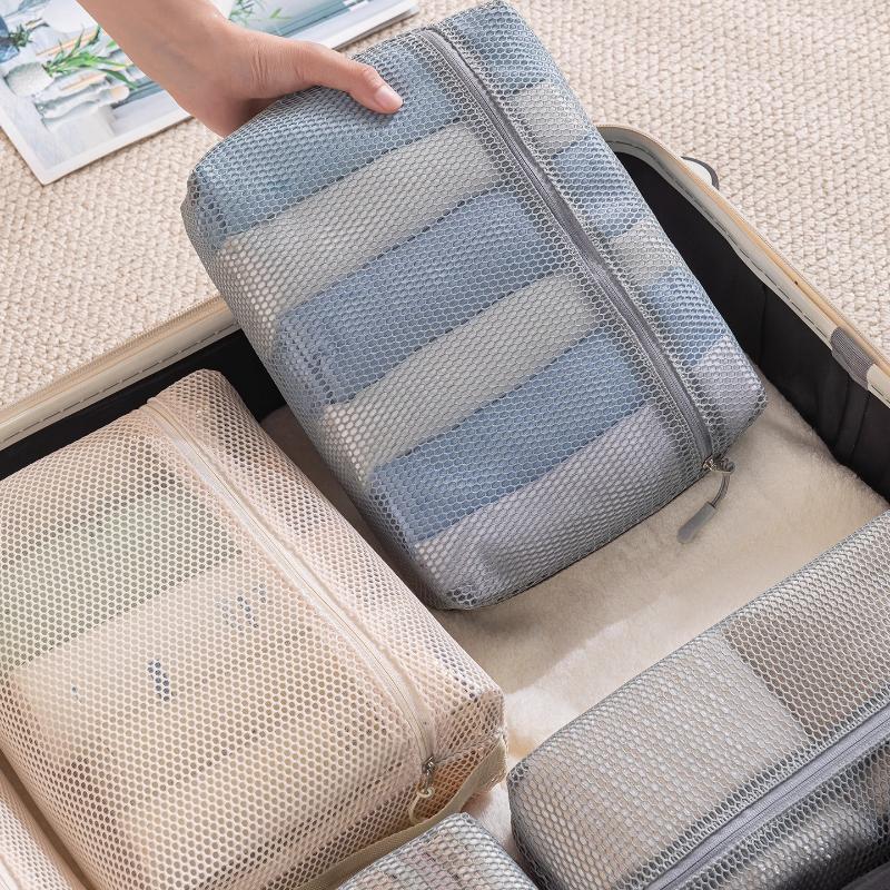 1-3pcs Casual Nylon Storage Pouch Transparent Mesh Mesh Pocket Cosmetic Bag with Zipper Swimming Mesh Packing Travel Storage Bag