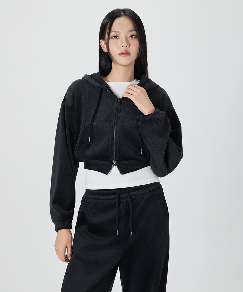 MIXXO Fleece-Lined Crop Zip-Up Hoodie_Miwcmg110A