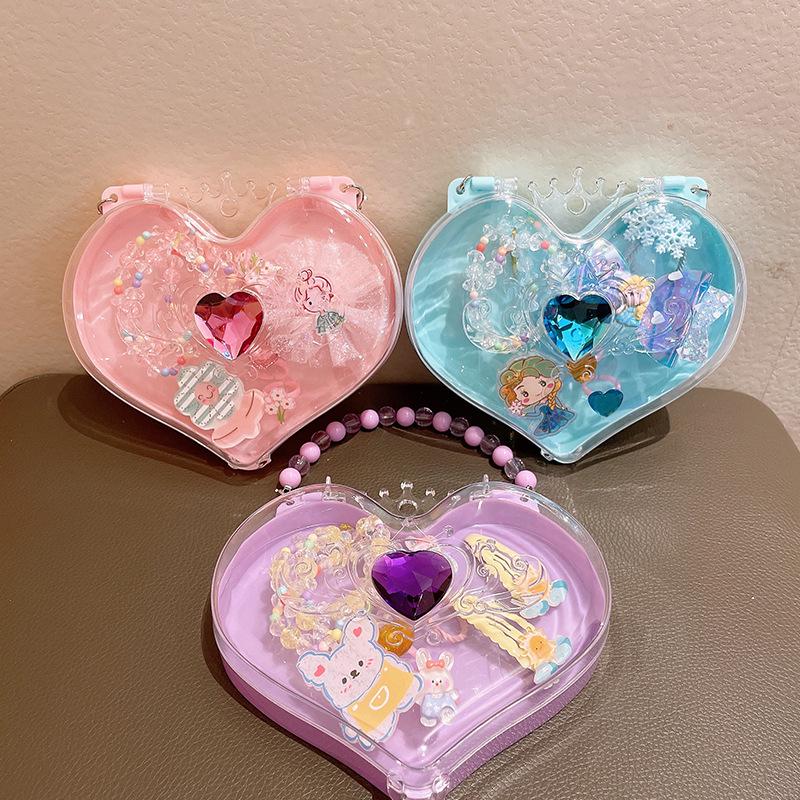 Cartoon Princess Jewelry Set: Necklace, Hair Clip & Ring for Little Girls - Perfect Birthday Gift