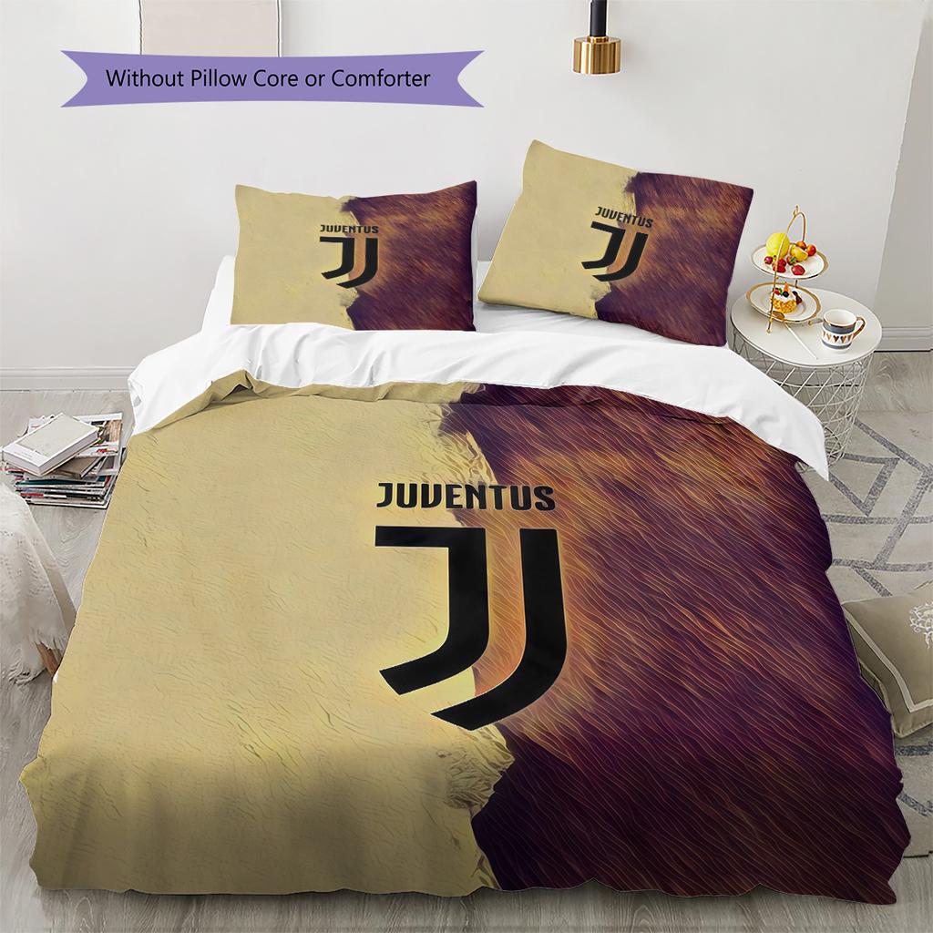 Juventus F.C Muster Bettwäsche Bettdecken-Set Heimdekoration Geschenk (1 Bettbezug + 2 Kissenbezüge (ohne Füllung)).xwn