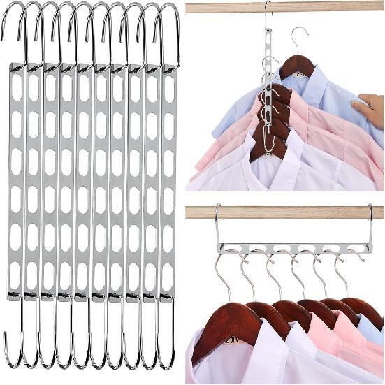 Platzsparende Kleiderbügel, 10er-Pack Kleiderbügel-Organizer Platzsparer, Magische Metall-Faltbare Schrank-Organizer, Mehrere Kleiderbügel in Einem, College