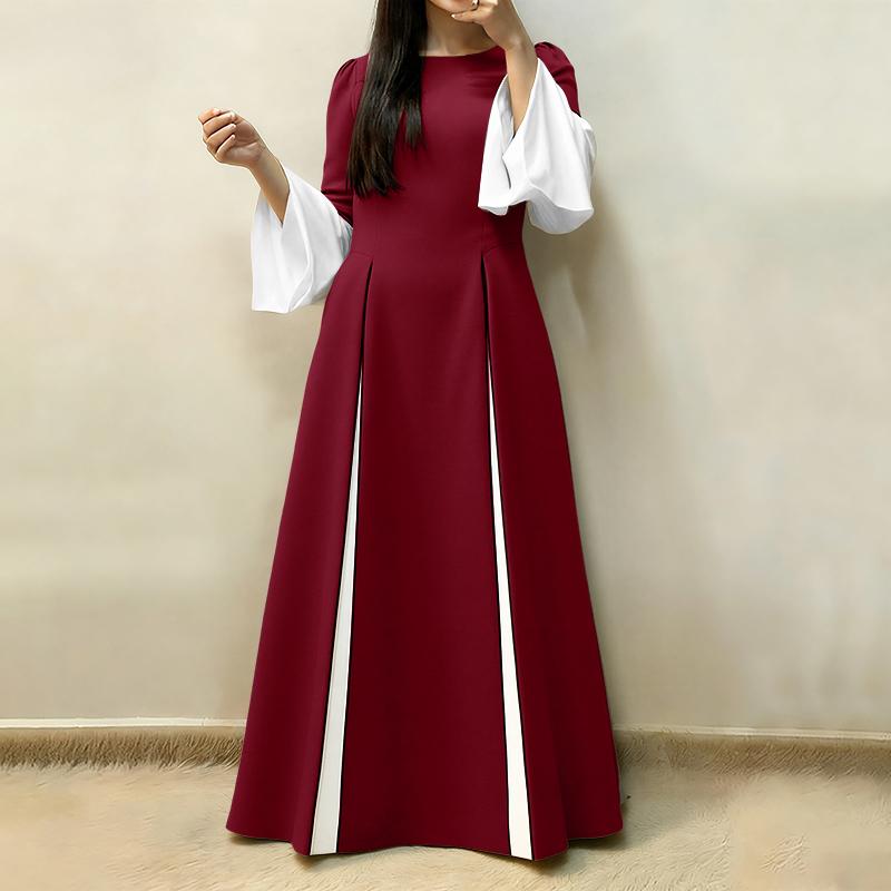 ZANZEA Women Casual Round Neck Long Sleeve Loose Long Dress