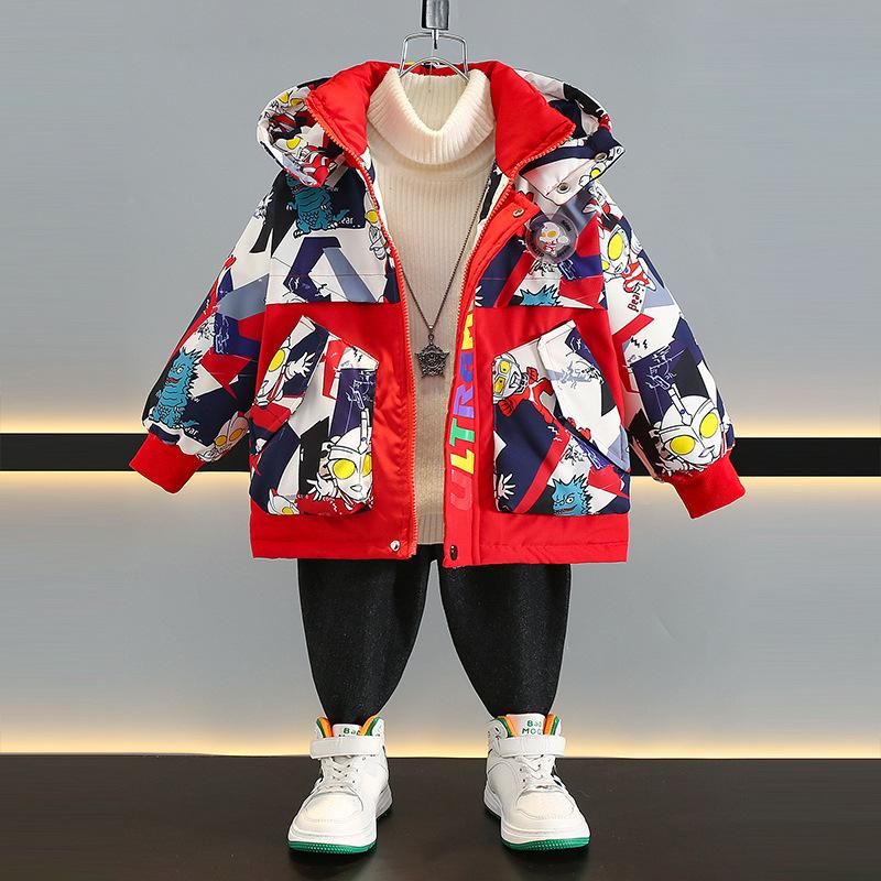 

Повседневный пуховик для мальчиков. Осенне-зимний детский толстый белый пуховик.