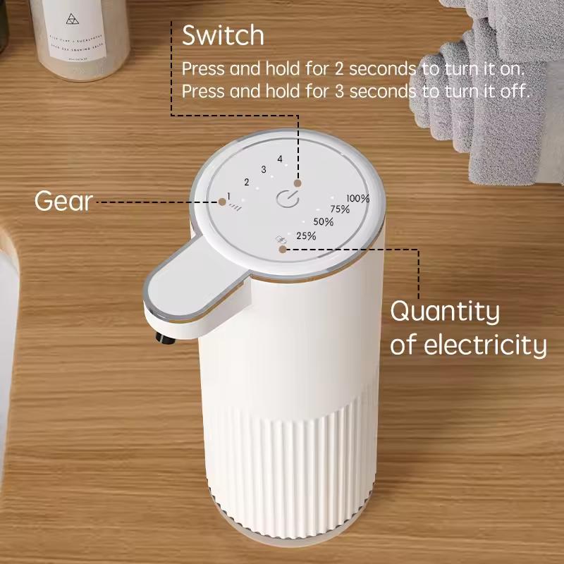 Automatischer Seifenspender 360ML Weiß 4-stufig Badezimmerzubehör Infrarotsensor Flüssigwaschmittel Wandmontage
