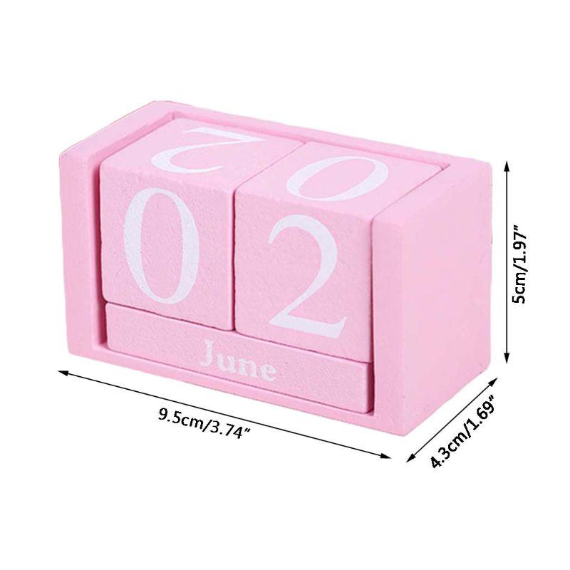 Wooden Perpetual Calendar Eternal Blocks Month Date Display Desktop Photography Props Home Decor
