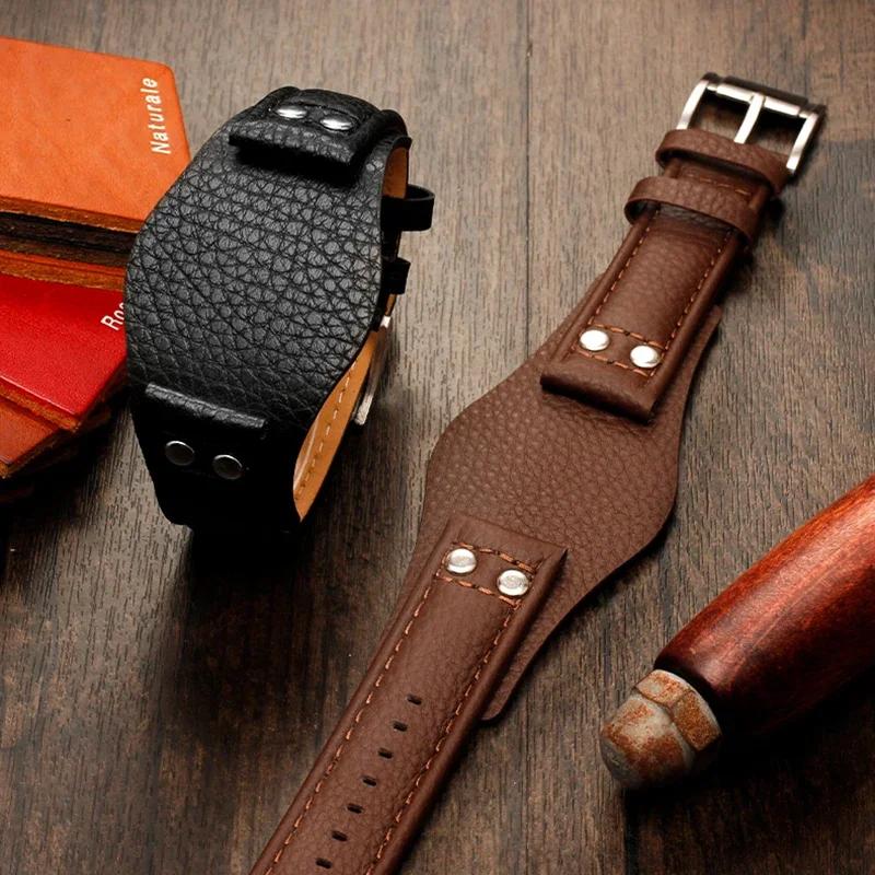 22mm Echtes Leder Uhrenarmband Für Fossil CH2592 CH2564 CH2565 CH2891CH3051 Armband Herren-Armband mit Nieten-Stil
