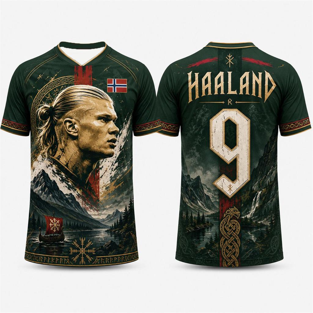 Maglia da Calcio Commemorativa Haaland da Uomo/Bambino - per Allenamento, Corsa e Tutti gli Sport