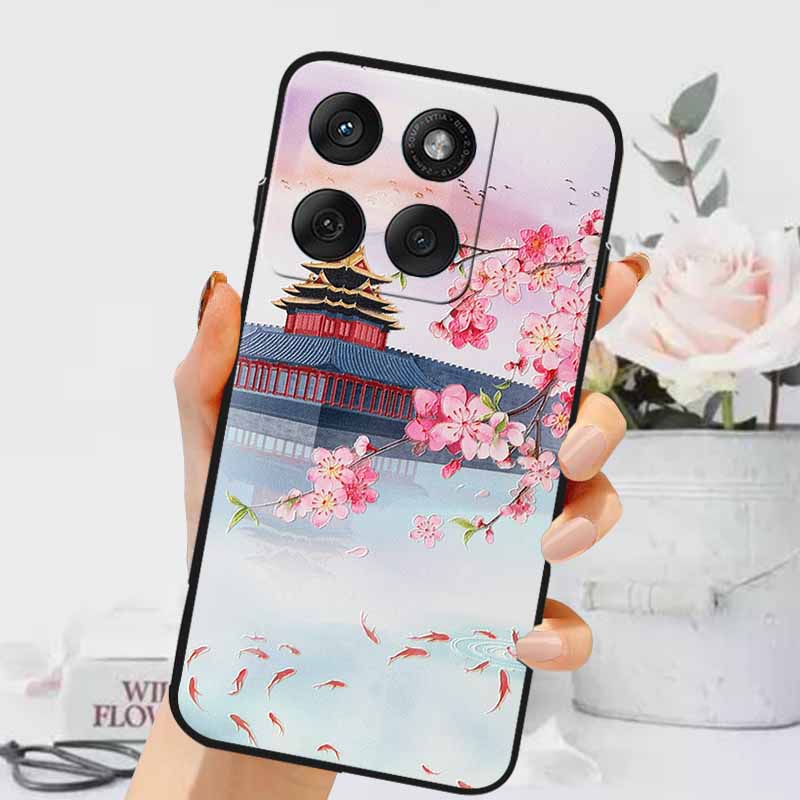 3D Emboss Cases For Edge 60 Fusion / Edge 60 Pro Relief Embossed Retro Silicone Back Cover For Edge 60 Stylus Black Funda 60 Pro