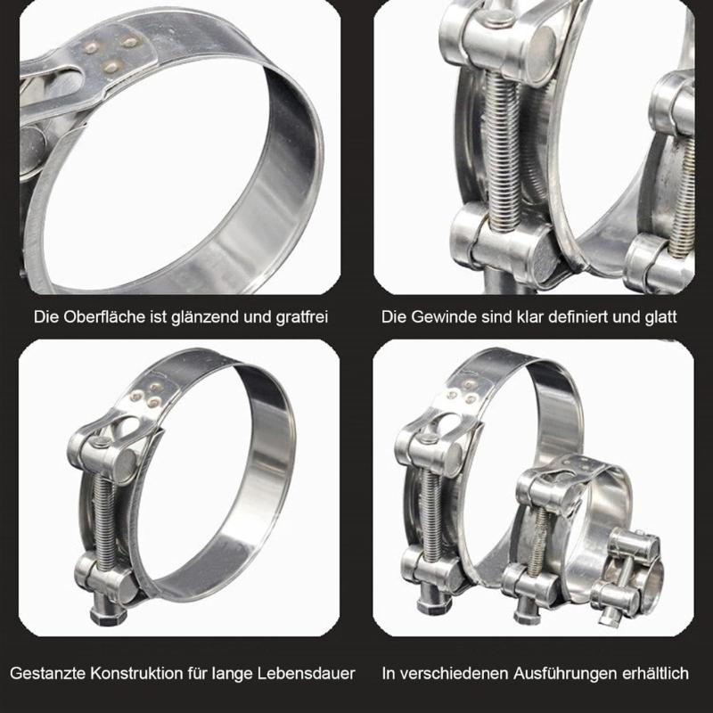 6Pcs Hose Clamp Metal Fastener Repair Clamps Tools Hardware Metal Steel T Bolt Exhaust Pipe Clips Easy to Install