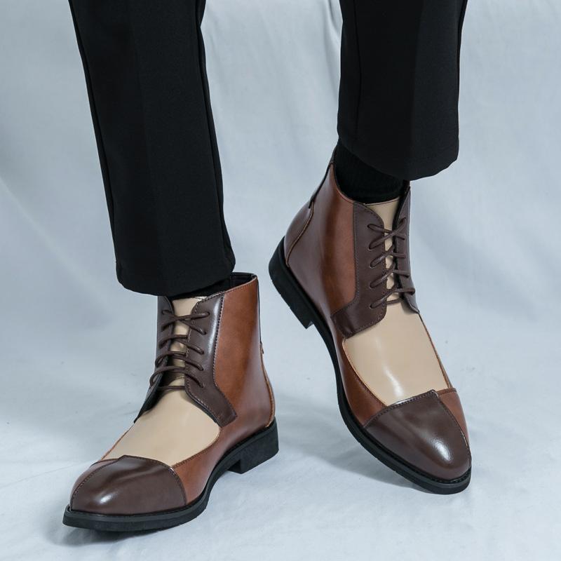 Herbst Britische Herren Jugendmode High-Top Spitzleder Schuhe Herren Koreanische Version Trend Friseur Zhongbang Martin Stiefeletten