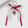 Sweet Red Cherry Pearl Keychain Ribbon Bowknot Keyring Bag Pendant Key Hanging Decoration For Best Friend Gifts