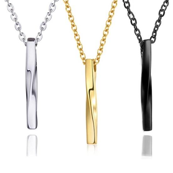 Men Necklace Rectangle Spiral Jewelry Hip Hop Style Male Pendant for Daily Wear