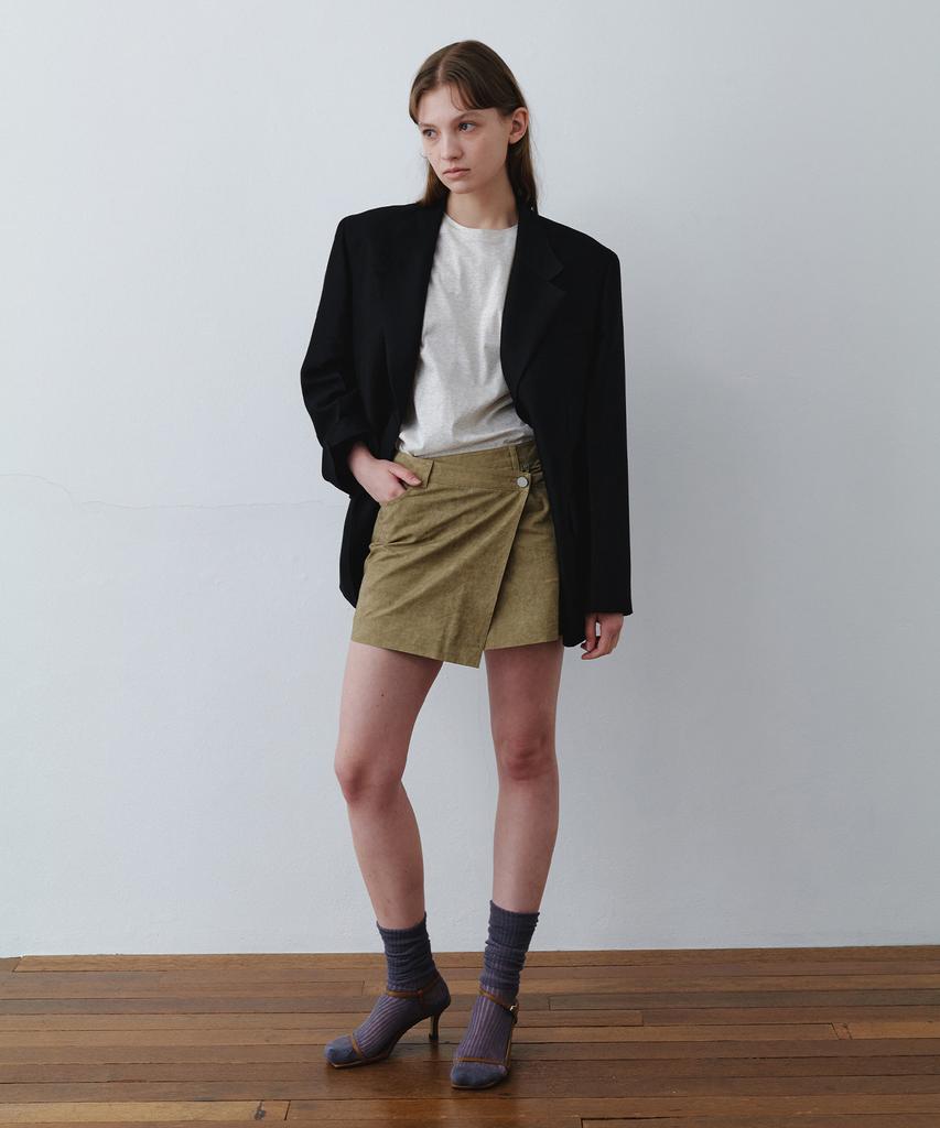 Assenti Washed Wrap Skirt_Beige