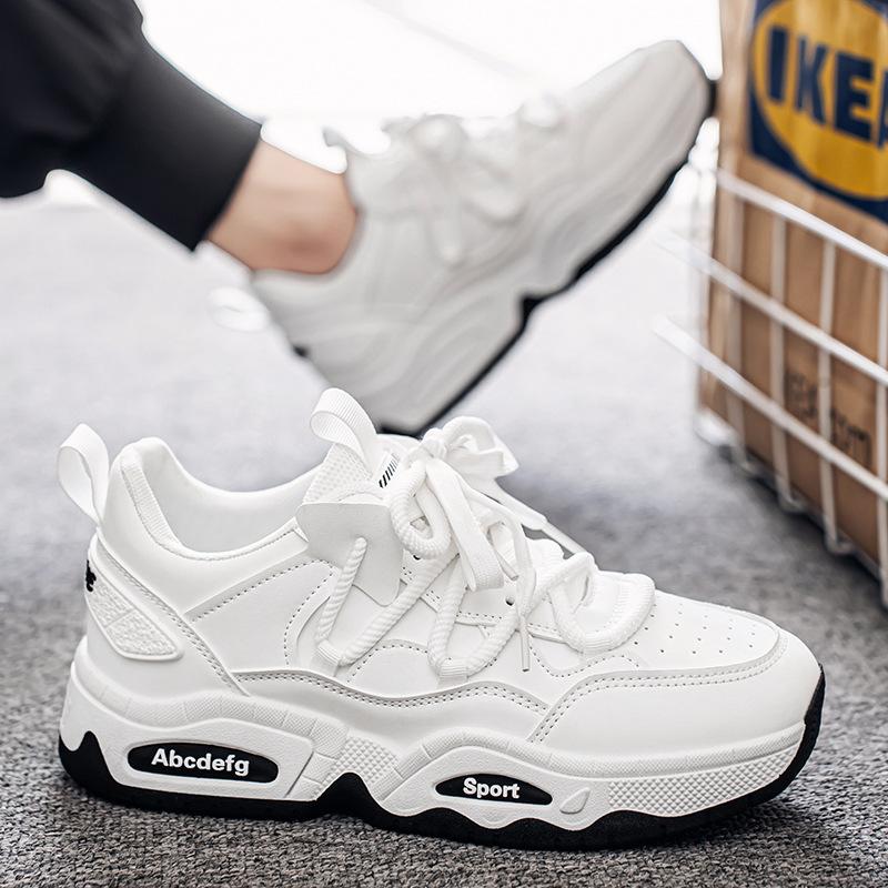 Men's Shoes 2026 Breathable Anti Slip Wear-resistant Casual Running Students White Thick Sole Height Increasing Dad's Trendy