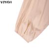 VONDA Women Round Neck Casual Long Sleeve Elegant Oversized Blouse