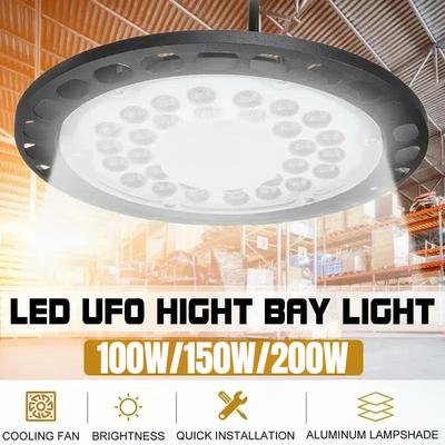 100W 150W 200W 6500K LED High Bay Light High Brightness Industrial Lighting Workshop Warehouse Garage LED Lamp AC180-260V