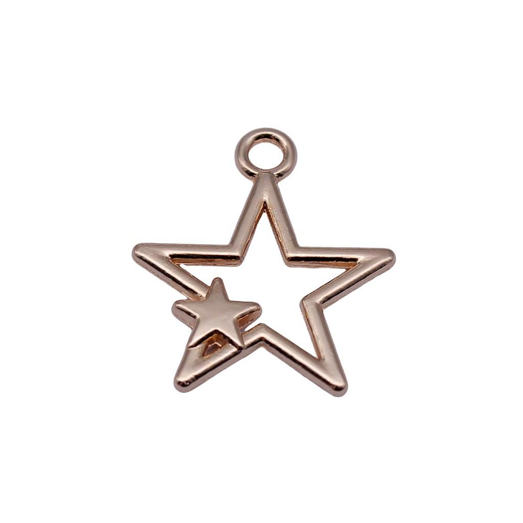Nested Star Charms Multi Color Alloy Pendants For Double Star Themed Jewelry